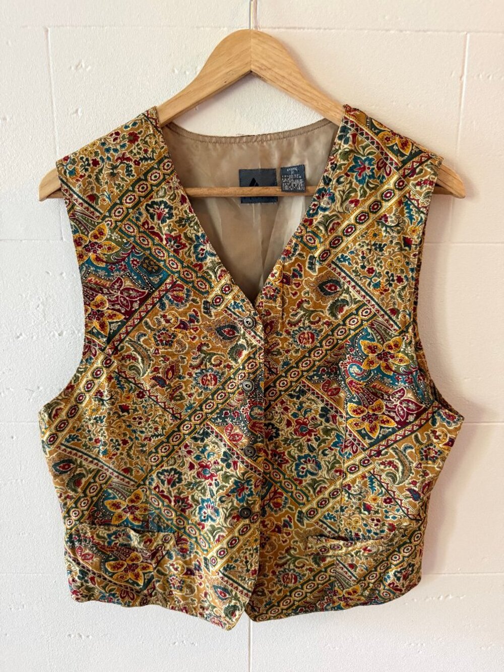 Vintage 90s Lizwear | Paisley Boho Eath Tones Eclectic Vest | Medium
